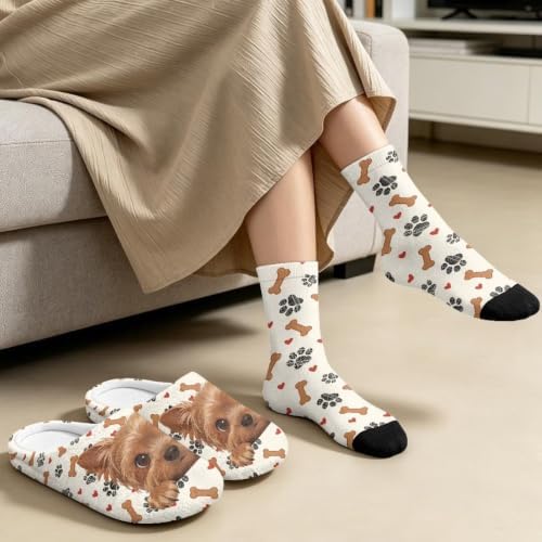 Jeiento Womens Fuzzy Slipper and Socks Winter Warm Gifts for Mom,Wam Cozy Indoor Socks Comfort Home Shoes - Image 3