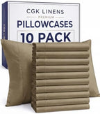 King Pillow Cases - 10 Pack Soft Pillowcase Covers - 20" x 40" (Khaki) by CGKUnlimited