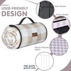 HX&OD Outdoor Picnic Blanket, Extra Large, 80''x80'' Waterproof Foldable Blankets Gingham Picnic Mat for Beach, Camping Grass Lawn Park Accessories Cute Couple Ideas Wedding (Light Brown, 80”x80”) - Image 4
