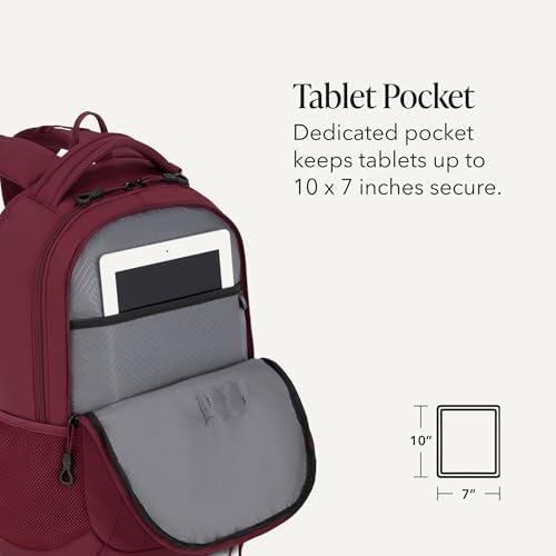 SWISSGEAR Cecil Laptop Backpack, Fits Most 16-Inch Laptops, Three-Compartment Design, Airflow Back Panel, Merlot, 27.3L, 18-Inch - Image 4