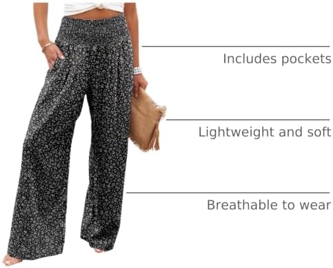 Angerella Womens Elastic High Waisted Palazzo Pants Casual Wide Leg Long Lounge Pant Trousers with Pocket - Image 4