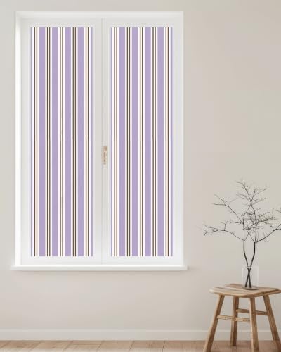 Window Privacy Film Frosted, Purple Brown Striped Reusable Static Cling Window Tints, Modern Farmhouse Vertical Stripes Heat Control Windows Films for Offices, Balcony, 29.5 x 118 Inches - Image 2