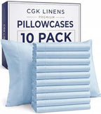 King Pillow Cases - 10 Pack Soft Pillowcase Covers - 20" x 40" (Sky Blue) by CGKUnlimited