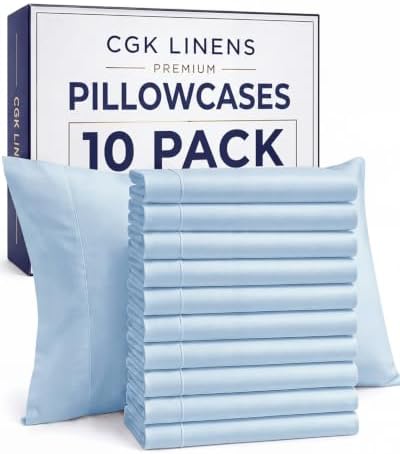 King Pillow Cases - 10 Pack Soft Pillowcase Covers - 20" x 40" (Sky Blue) by CGKUnlimited