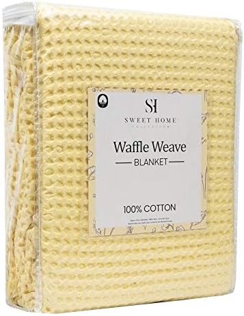 100% Fine Cotton Blanket Luxurious Weave Stylish Design Soft and Comfortable All Season Warmth, King, Waffle Weave Lemon (Pack of 6) - Image 3