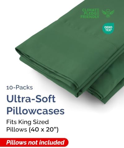 King Pillow Cases - 6 Pack Pillowcase Covers - 20" x 40" (Emerald Green) - Image 2