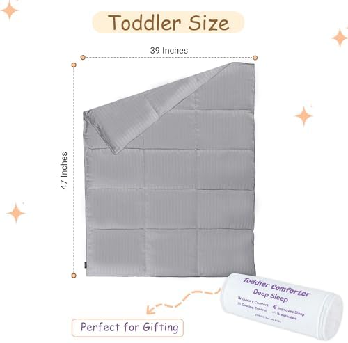 ZPECC Toddler Down Alternative Comforter, 39" x 47", Grey Stripe - Image 2