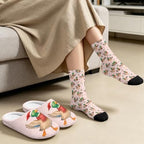 Jeiento Winter Fuzzy Slipper and Crew Socks Warm Winter Shoes Lightweight Soft Cushion House Slipper Bedroom Shoes - Image 3
