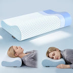 Polovo Neck Pillow Memory Foam Pillows for Sleeping, Ergonomic Cervical Pillow Neck Support Pillow Bed Pillow for Side Back Stomach Sleepers, Contour Pillow for Neck and Shoulder Pain Relief (Blue) by Polovo
