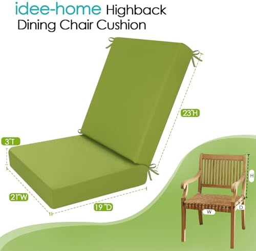 idee-home Outdoor Patio Dining Chair Cushion High Back - Image 7