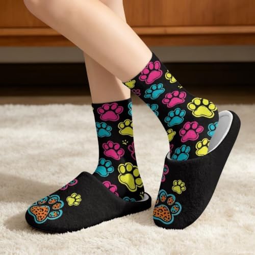 Womens Fuzzy Slipper with Socks Warm Cozy House Slipper and Socks Set Plush Winter Shoes for Indoor - Image 2