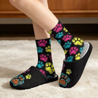 Womens Fuzzy Slipper with Socks Warm Cozy House Slipper and Socks Set Plush Winter Shoes for Indoor - Image 2