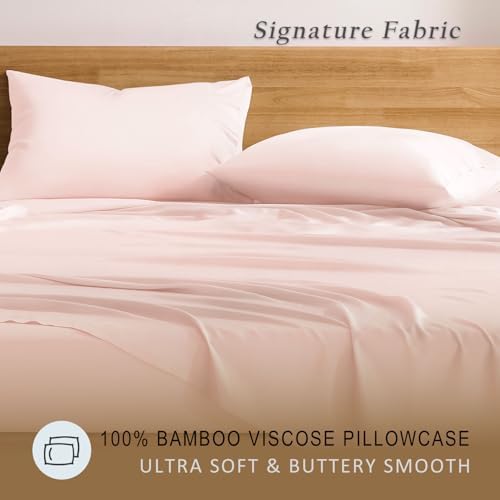 TOSMO Luxury Pillow Case Set of 2 - Cooling Viscose Derived from Bamboo - Oeko-TEX, Breathabl Silky Soft Pillow Cases with Envelope Closure (Queen / 20x30, Pale Pink) - Image 2