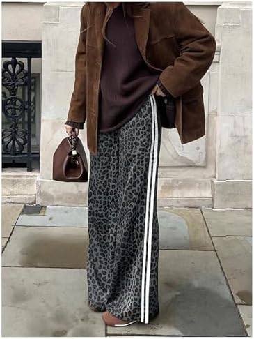 SHENHE Women's Cheetah Print Wide Leg Baggy Y2k Loose Streetwear Trousers - Image 4