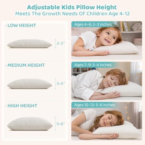 Kids Pillow with Pillowcase - 16x22 Organic Pillow Filled with Kapok - Image 2