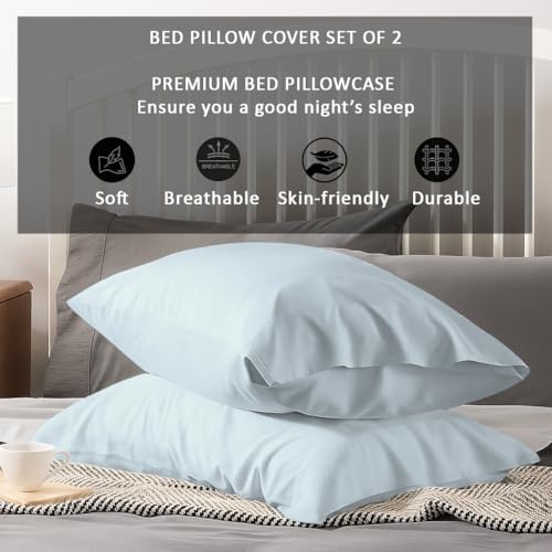 Kamas Egyptian Cotton Sateen Weave Pack of 2 Extra Large Pillowcase to Fit Your Oversized Pancake Large Huge & Gusseted Pillows (Sea Foam, Standard Oversize- 21x32) - Image 2