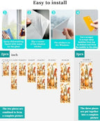 Window Privacy Film Frosted, Fall Pumpkins Static Cling Door Window Covering, Thanksgiving Autumn Gnomes Maple Leaves UV Blocking Windows Film for Office, Hotel, Bedroom, 29.5 x 78.7 Inches - Image 4