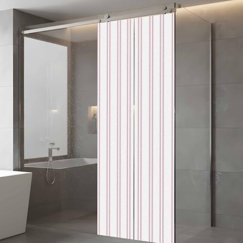 Window Privacy Film Frosted, Pink Lines Static Cling Door Window Covering, Modern Vertical Striped Vintage Minimalist UV Blocking Windows Film for Office, Hotel, Bedroom, 29.5 x 78.7 Inches - Image 5