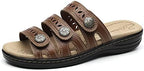 Women's Comfort Leather Slides Lightweight Flat Sandals Cute Slip On Casual Walking Slippers - Image 4