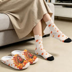 Jeiento Fuzzy Slippers and Crew Sock Set for Women Men Couple Warm Cozy Memory Foam House Shoes Soft Slip-on Slides for Home,Travel - Image 4