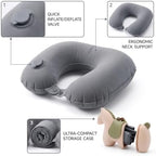 Inflatable U-Shaped Travel Neck Pillow with Compact Storage Case (Blue) - Image 2