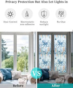 Window Privacy Film Frosted, Coastal Octopus Reusable Static Cling Window Tints, Blue Ocean Coral Summer Beach Seaweed Heat Control Windows Films for Offices, Balcony, 29.5 x 118 Inches - Image 6