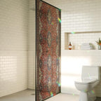 Brown Red Window Privacy Film Rainbow Static Cling Stain Glass Window Film for Glass Door, Decorative Heat Blocking Sunroof Decal Sticker for Car 29.5"x78.7" Vintage Boho Ethnic Geometric Abstract Art by AMZRicher