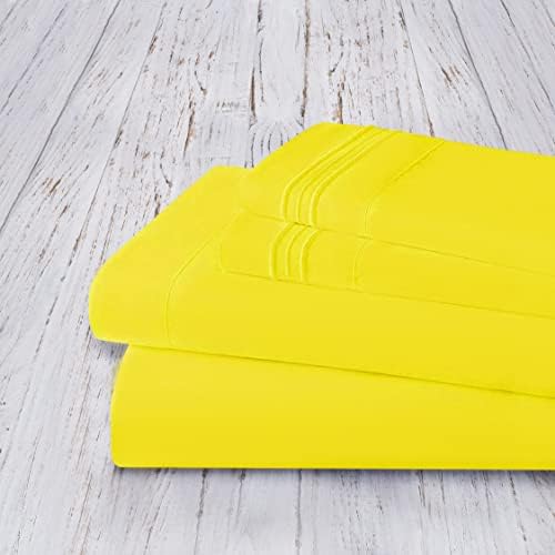 Mocassi Twin XL Sheet Set - Luxury Hotel 1800 Premier Bedding Sheets & Pillowcases - Ultra Soft Breathable & Cooling Bed Sheets - Deep Pocket - Wrinkle Resistant - 4 Piece Set - Twin XL, Yellow - Image 4