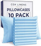 Standard Pillow Cases - 10 Pack Pillowcase Covers - 20" x 26" (Light Blue) by CGKUnlimited