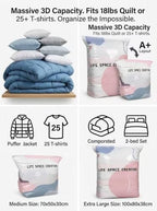 No Pump Vacuum Storage Bags, Extra Large Space Saver Compression Bags-4-L - Image 2