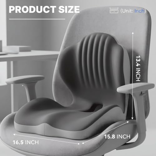 Ergonomic Seat Cushion with L-Shaped Design for Office Chair (Grey) - Image 2