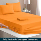 Mocassi Twin XL Size 4-Piece Bed Sheet Set - 1800 Premium Hotel Quality Microfiber 18-24 Inches Extra Deep Pocket Fitted Sheet- Luxury Soft, Breathable, Wrinkle, and Fade Resistant, Orange - Image 4