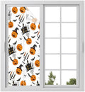 Window Privacy Film Frosted, Orange Pumpkins Halloween Static Cling Door Window Covering, Haunted Houses Bats Horror UV Blocking Windows Film for Office, Hotel, Bedroom, 29.5 x 78.7 Inches by Unknown