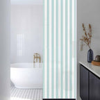 Window Privacy Film Frosted, Teal Green Lines Reusable Static Cling Window Tints, Modern Vertical Striped Vintage Minimalist Heat Control Windows Films for Offices, Balcony, 29.5 x 118 Inches - Image 3