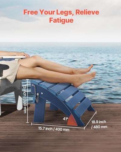 VEVOR Adirondack Ottoman, 15.7L x 18.9W x 13H Inch HDPE Plastic Folding Adirondack Ottoman, Weather-Resistant Foot Rest for Adirondack Chair, Widely Used for Outside Porch Pool Lawn Backyard, Blue - Image 5