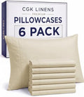 Queen Pillow Cases - 6 Pack Soft Pillowcase Covers - 20" x 30" (Cream) by CGKUnlimited