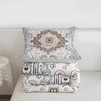 Erosebridal Vintage Floral King Bedding Set - Aztec Flower Boho Comforter Set for Kids Adults | Farmhouse Flowers Quilt | Beige Brown Blue Aesthetic Bedroom Decor with 2 Pillowcases - Image 7