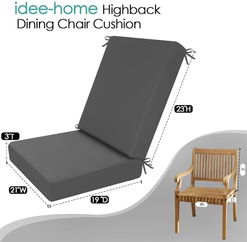 idee-home Outdoor Patio Dining Chair Cushion High Back - Image 7