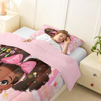 Erosebridal Pink Black Girls Toddler Bedding Set Magical African American Comforter Set for Nursery Afro Little Girls Comforter Cute Room Decor Melanin Bedroom Decor (1 Comforter, 1 Pillowcase) - Image 4