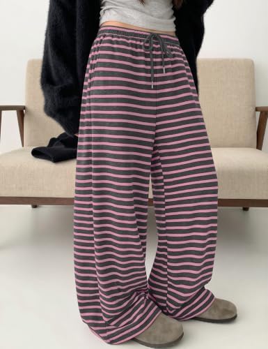 TARSE Women's Striped Barrel Pants Wide Leg Lounge Pants - Image 3