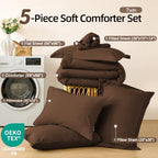 FUANNA Brown Twin Comforter Set 5 Pieces, Bed in a Bag Soft Bedding Sets - Image 6