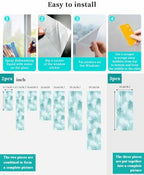Window Privacy Film Frosted, Teal Green Palm Trees Tropical Static Cling Door Window Covering, Summer Beach Botanical UV Blocking Windows Film for Office, Hotel, Bedroom, 29.5 x 78.7 Inches - Image 4