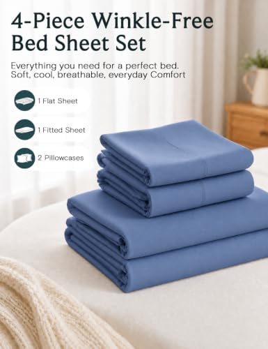 Full Size Sheets, Cooling & Soft Deep Pocket Bed Sheet Set, 4PC - Image 6