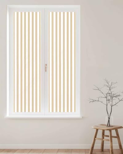 Window Privacy Film Frosted, Yellow Stripes Reusable Static Cling Window Tints, Modern Minimalist Vertical Lines Heat Control Windows Films for Offices, Balcony, 29.5 x 118 Inches - Image 2