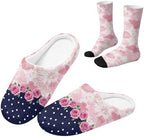 Fuzzy Slipper with Socks for Women Slip On House Slipper and Socks Set Cozy Fuzzy Slippers for Indoor by Baxinh