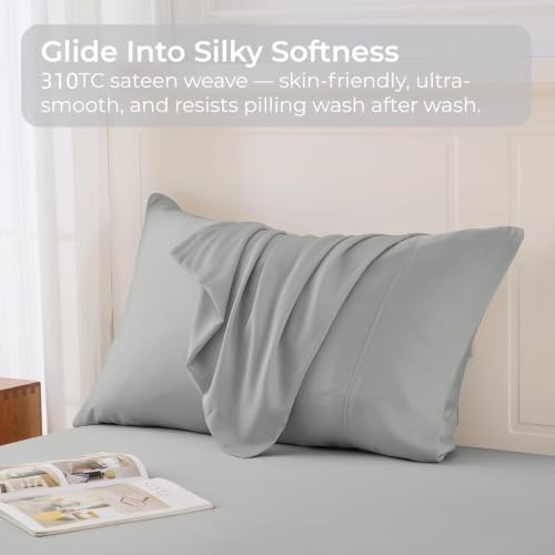 GOKOTTA Soft Pillow Cases Standard Set of 2, Luxury Silky Cooling Pillow Cases for Hot Sleepers, 100% Rayon Derived from Bamboo, Envelope Closure and Reversible Pillowcases for Hair and Face(20"*26") - Image 6