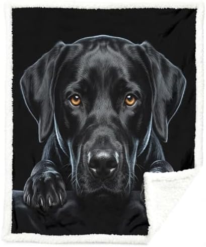 Black Dog Sherpa Blanket Animal Print Throw Blanket for Women and Men Soft Warm Cozy 50x60 Inches Loyal Pet Design Couch Bedroom Decor Gift for Birthday Housewarming Anniversary by Sleepwish
