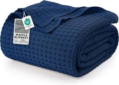 Utopia Bedding 100% Cotton Waffle Blanket Twin Size Navy, 90x72 Inch by UTOPIABEDDING