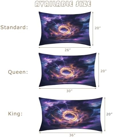 Lightning Pillow Cases Queen Size Set of 2 - Galaxy Vortex Pillowcases with Envelope Closure, Boys Gamer Room Decorative Pillow Covers for Bed Couch, Soft Breathable Microfiber - Image 7