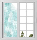Window Privacy Film Frosted, Teal Blue Botanical Static Cling Door Window Covering, Summer Palm Leaves Foliage Tropical UV Blocking Windows Film for Office, Hotel, Bedroom, 29.5 x 78.7 Inches by Unknown